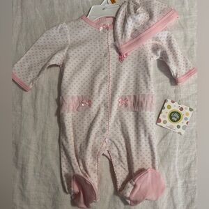 Little Me Pink Heart and Ballet Slippers Footie with Hat - Newborn